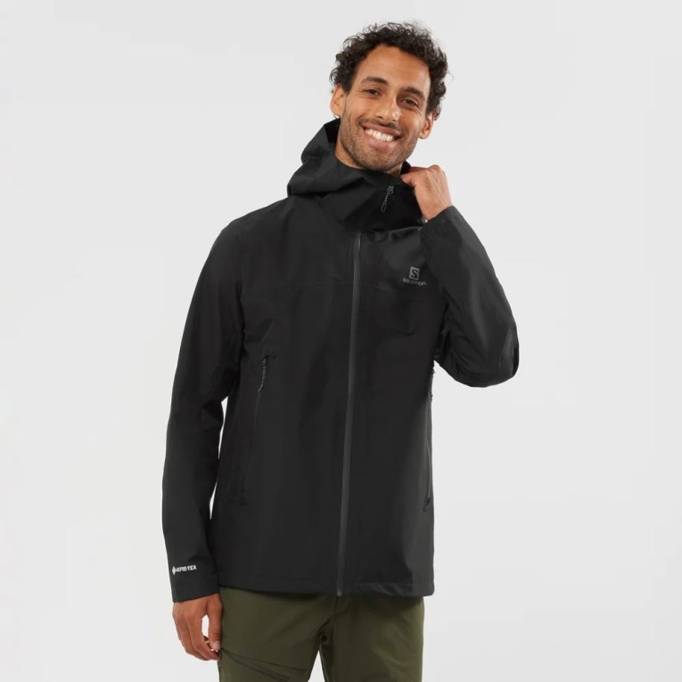Salomon Outline GTX 2.5 Layers Waterproof Men\'s Shell Jackets Black | CA 16X5